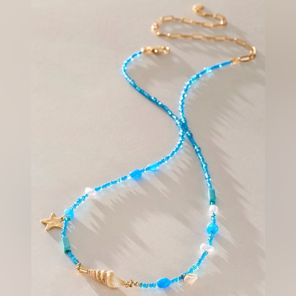 FREE PEOPLE Lyrical Belly Chain (Blue Pattern)